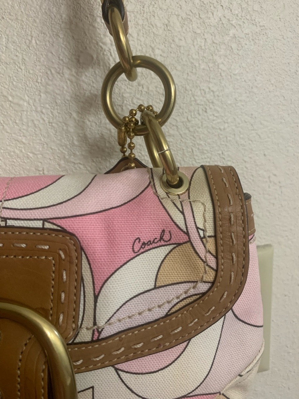 Vintage Black Coach Optic Pink Soho Shoulder Bag - Picture 2 of 8